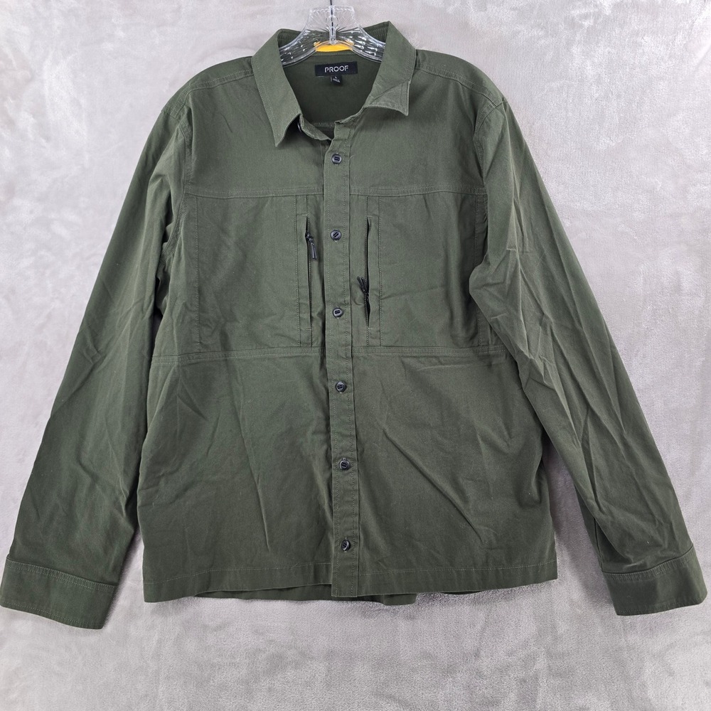 Proof passport Shirt Shirt Mens Large Green Utility Long Sleeve Button Huckberry